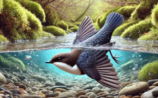 Skorec vodní, maskovaný potápeč