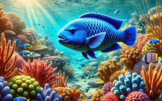 Papoušci žijí i pod mořem! Tohle je Scarus Coeruleus, nebo-li papouščí ryba