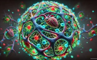 Síť kardiomyocytů (srdečních buněk) vzniklých z kmenových buněk